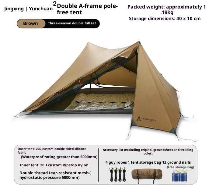 Free-standing Ultra Lightweight Double-sided Tent - 15D Silicone-coated Stormproof A-pole - EDC Italia