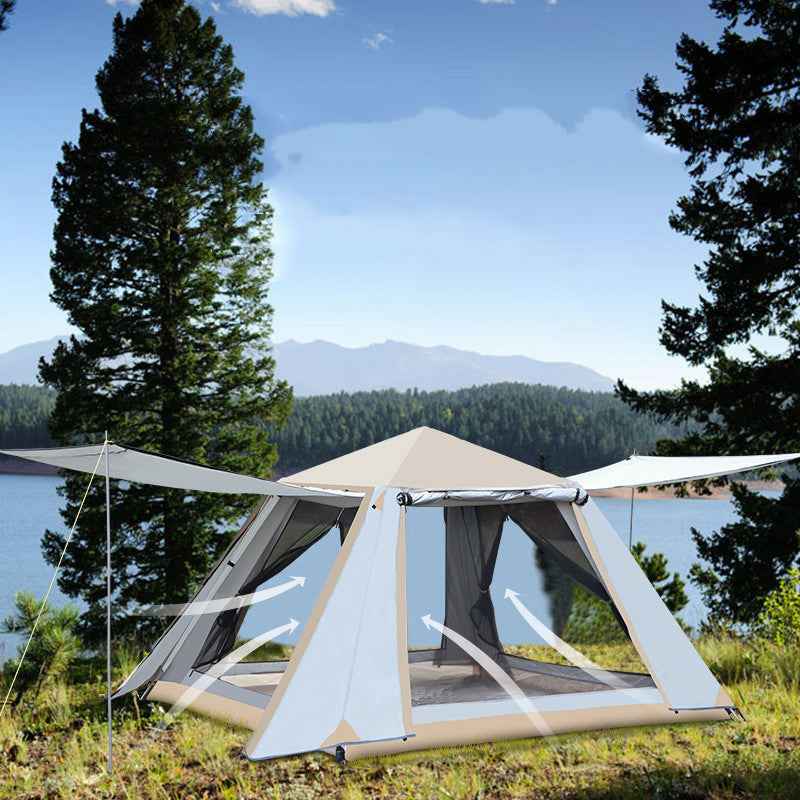 Fully Automatic Outdoor Quick-open Camping Camping Beach Sunscreen Thickening Rainstorm Double-layer Aluminum Pole Tent - EDC Italia