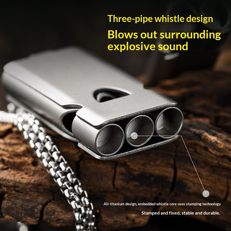 Titanium Alloy Three-Tube Whistle High-Volume Outdoor Emergency Survival Whistle