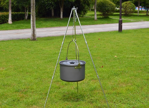 Compatible with Apple, Camping outdoor campfire tripod hanging pot picnic fire bracket aluminum alloy tripod camping supplies - EDC Italia