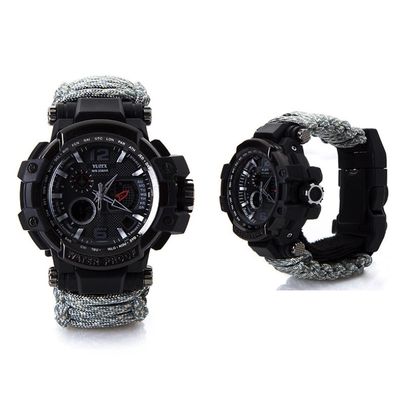 War wolf 2 mechanic outdoor survival survival bracelet life-saving multi-function knife buckle umbrella rope watch waterproof compass