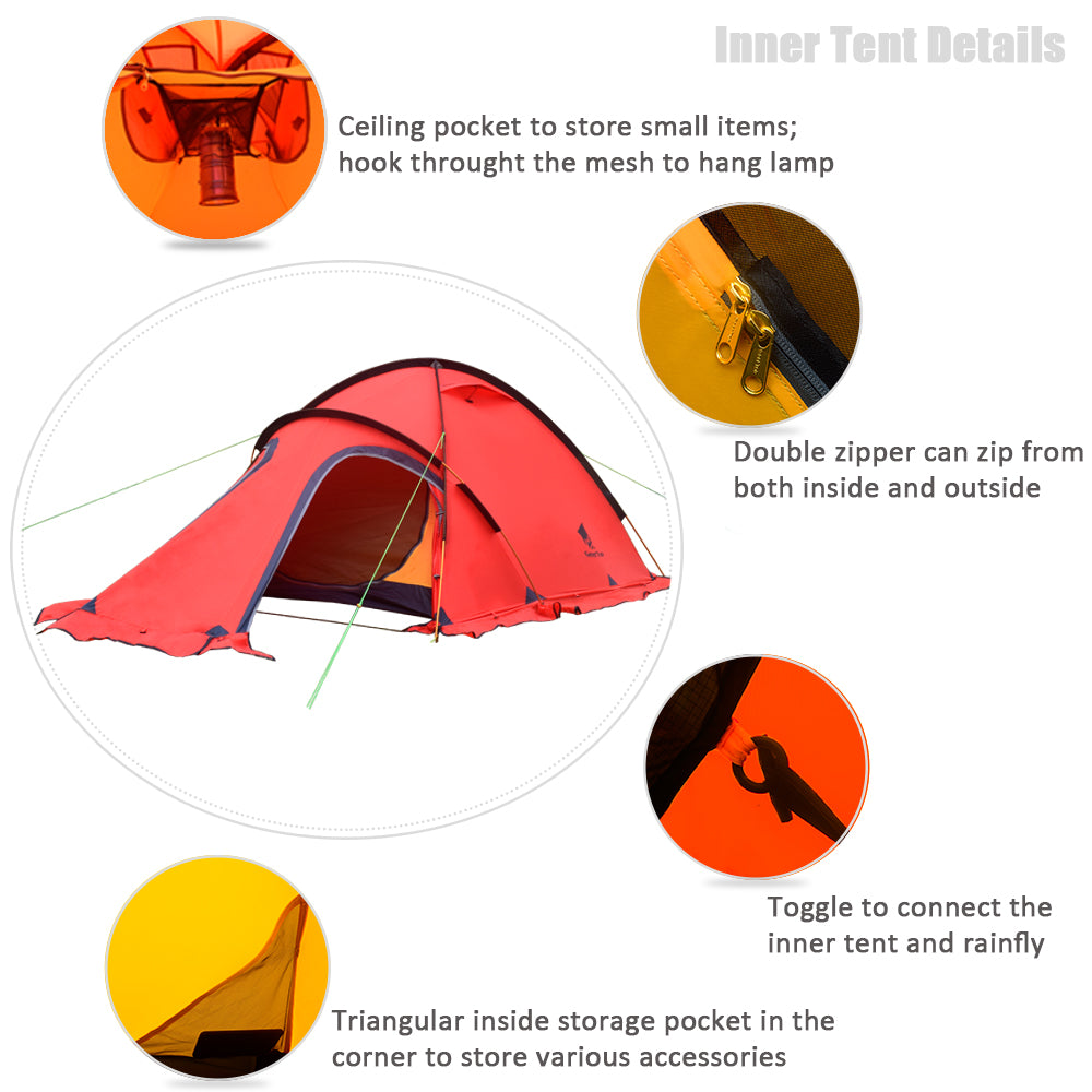 Two Person Light Mountain Climbing Outdoor Survival Double-layer Outdoor Tent - EDC Italia