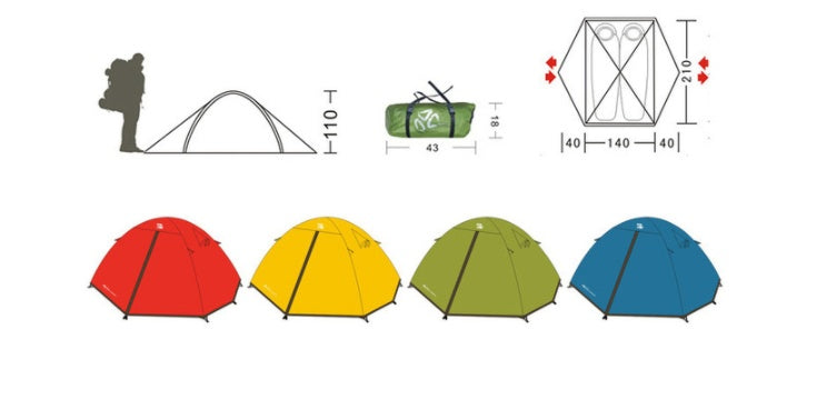 Double Aluminum Pole Rainproof Canopy Camping Climbing Tent - EDC Italia