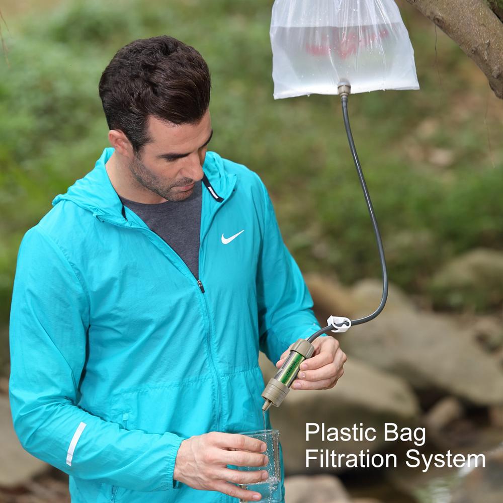 Soldier Outdoor Water Purification Straw Gravity Net Water Bag