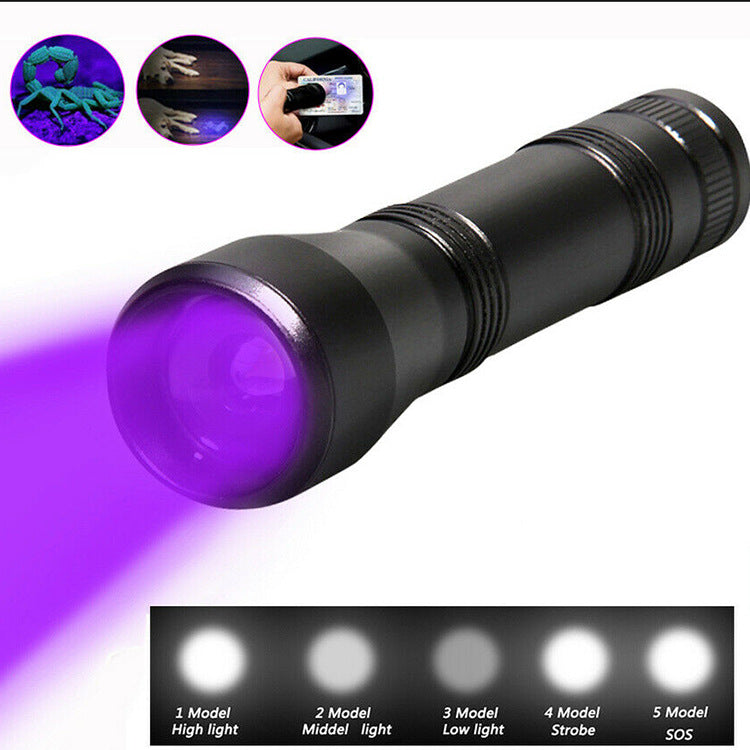 led Ultraviolet Flashlight Torch Can Zoom In UV Flashlight Zoom Purple Flashlight