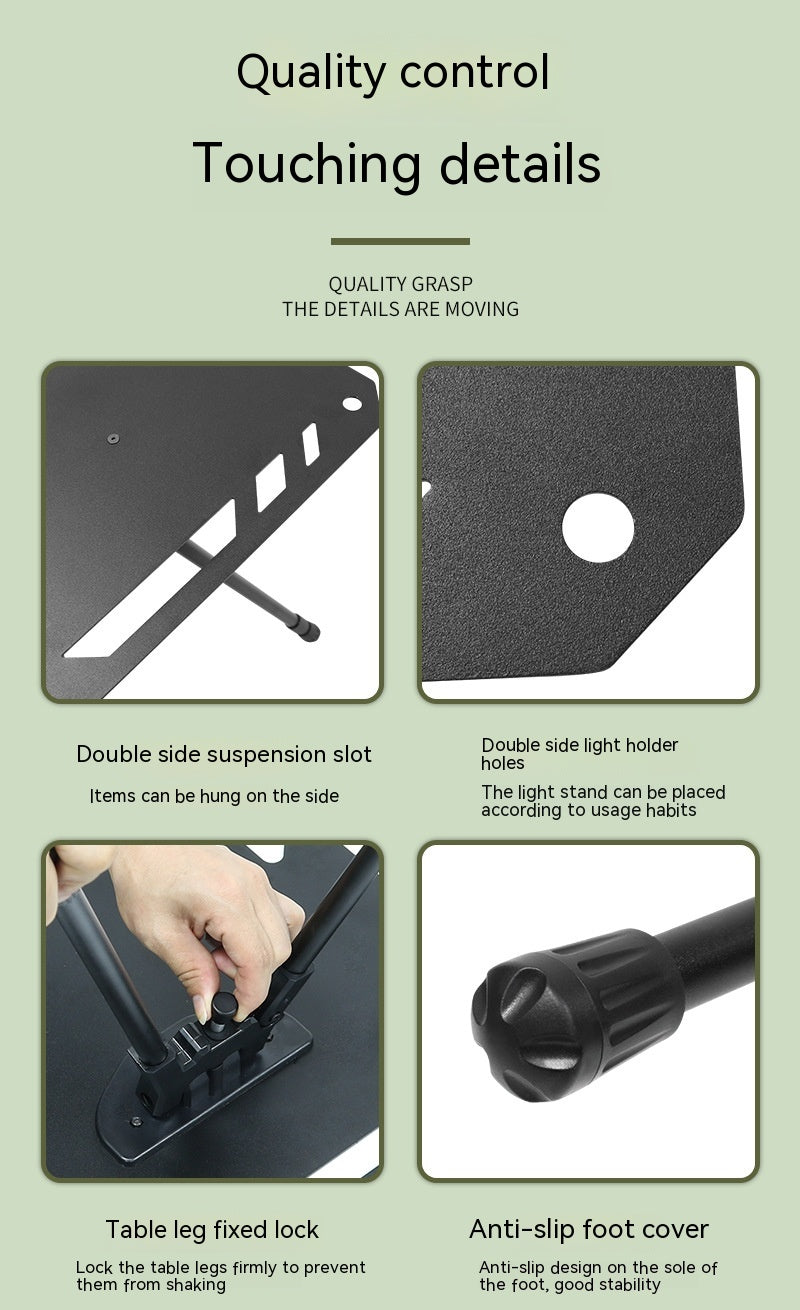 Outdoor Camping Blackened Aluminum Plate Folding Table - EDC Italia