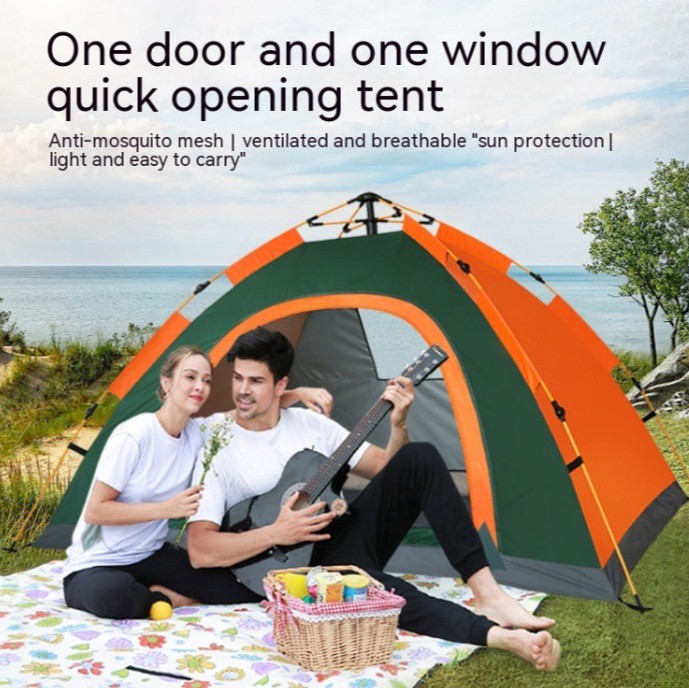 Double Camping Beach Tent Outdoor Thickened Sun Block Rain-proof One Window Automatic Tent - EDC Italia