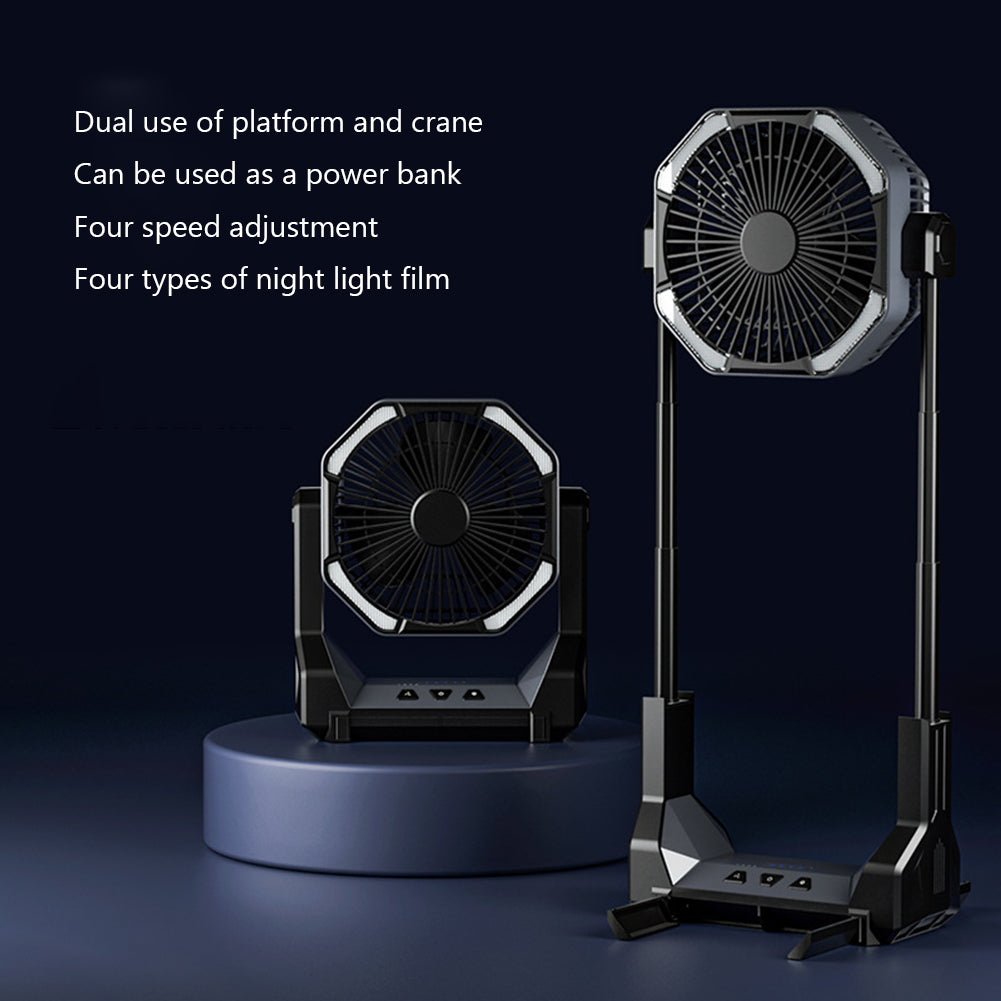 8000mAh Telescopic Wireless Electric Fan Outdoor Camping Fan USB Charging Portable Emergency Power Bank 4-speed Camping Supplies - EDC Italia