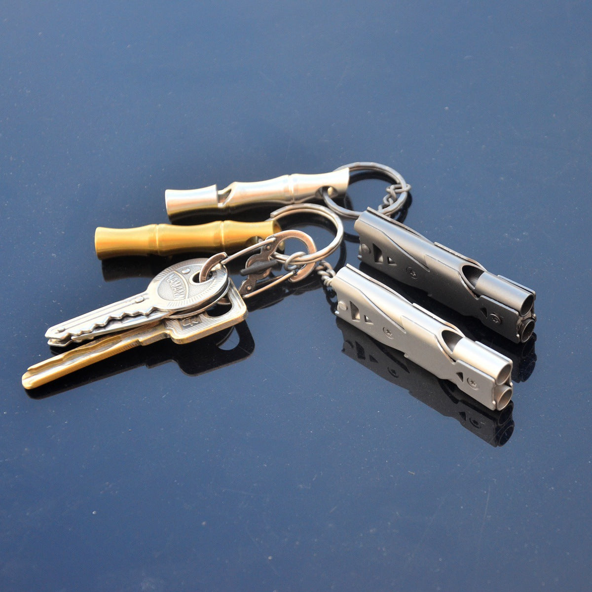Stainless Steel Double Pipe Whistle High Decibel Process EDC Life Saving