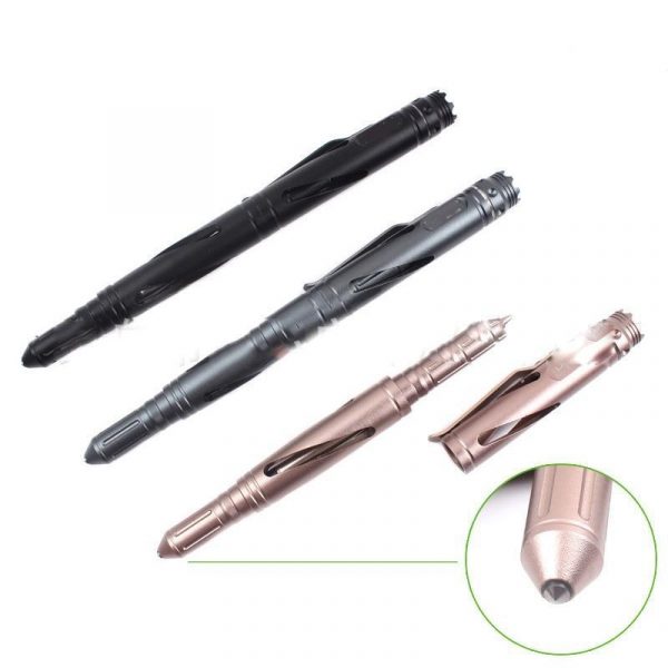 Tungsten Steel Tactical Defense Pen With LED Flashlight