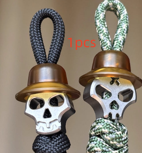 Titanium Alloy Skull EDC Tail Rope Knife Pendant Accessory Clasp