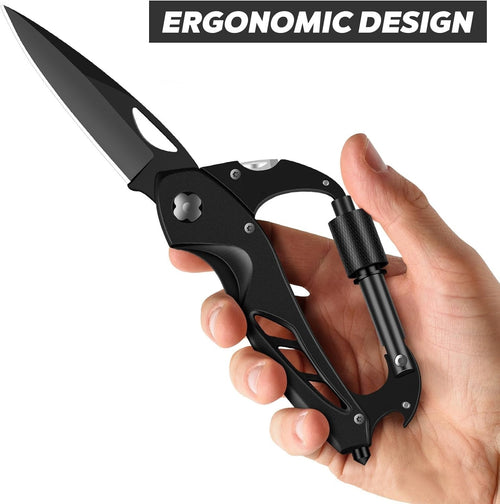 Multi-functional Carabiner Folding Knife Outdoor D-lock Hook Camping Tool Multi-purpose Hook