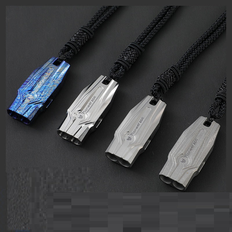 Double Tube Outdoor Survival Referee Training Supplies Metal Titanium Alloy Whistle