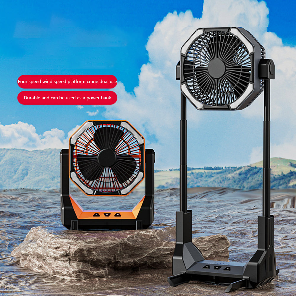 8000mAh Telescopic Wireless Electric Fan Outdoor Camping Fan USB Charging Portable Emergency Power Bank 4-speed Camping Supplies - EDC Italia
