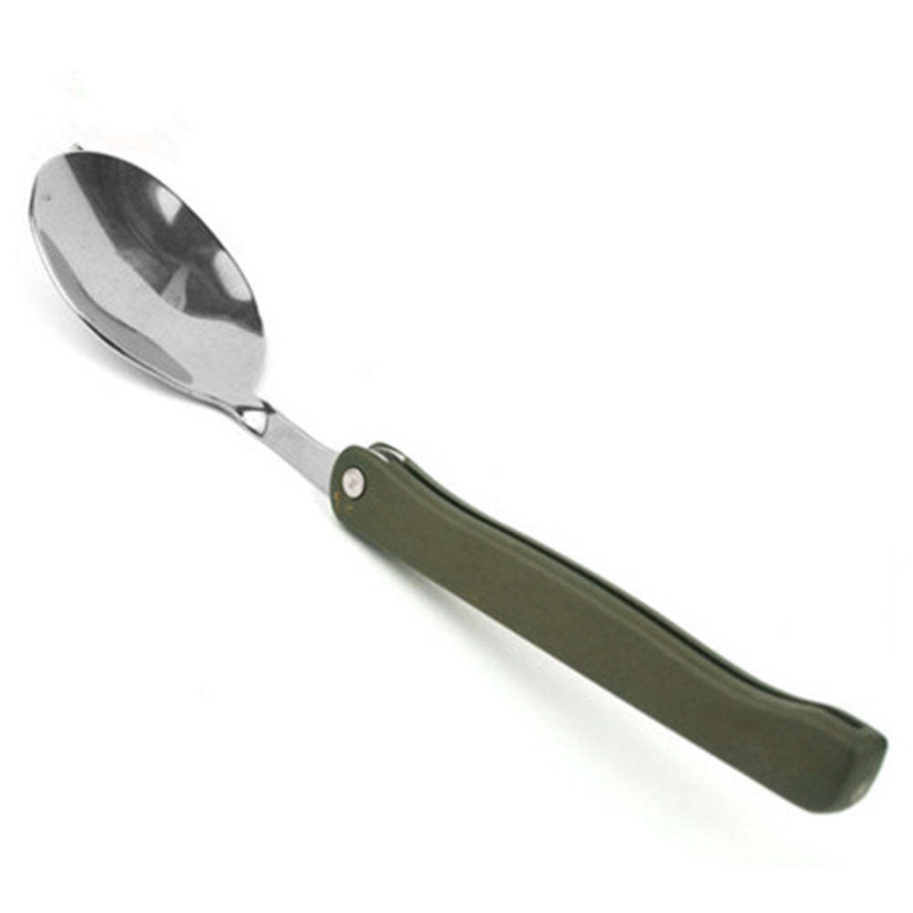 Portable Army Green Folding Cutlery Set With Pouch Cooking