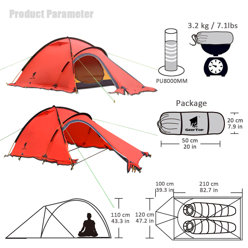 Two Person Light Mountain Climbing Outdoor Survival Double-layer Outdoor Tent - EDC Italia