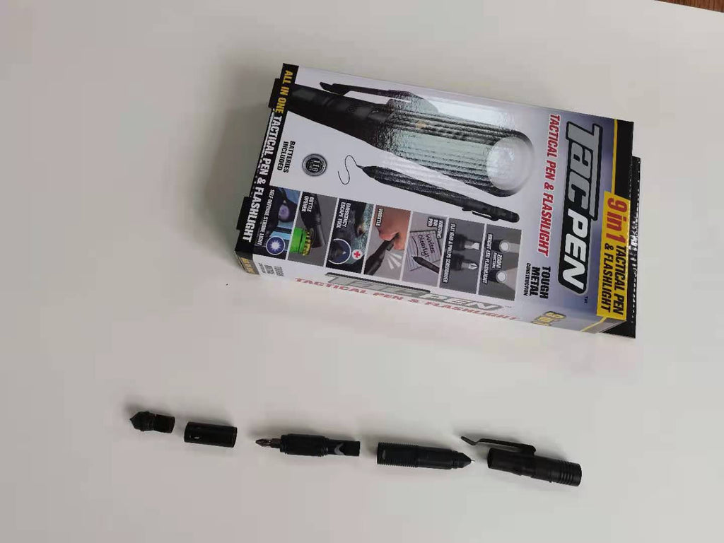 Nine-in-one Multi-function Flashlight Car Window Breaker Survival Pen EDC Outdoor Defense Portable Pen