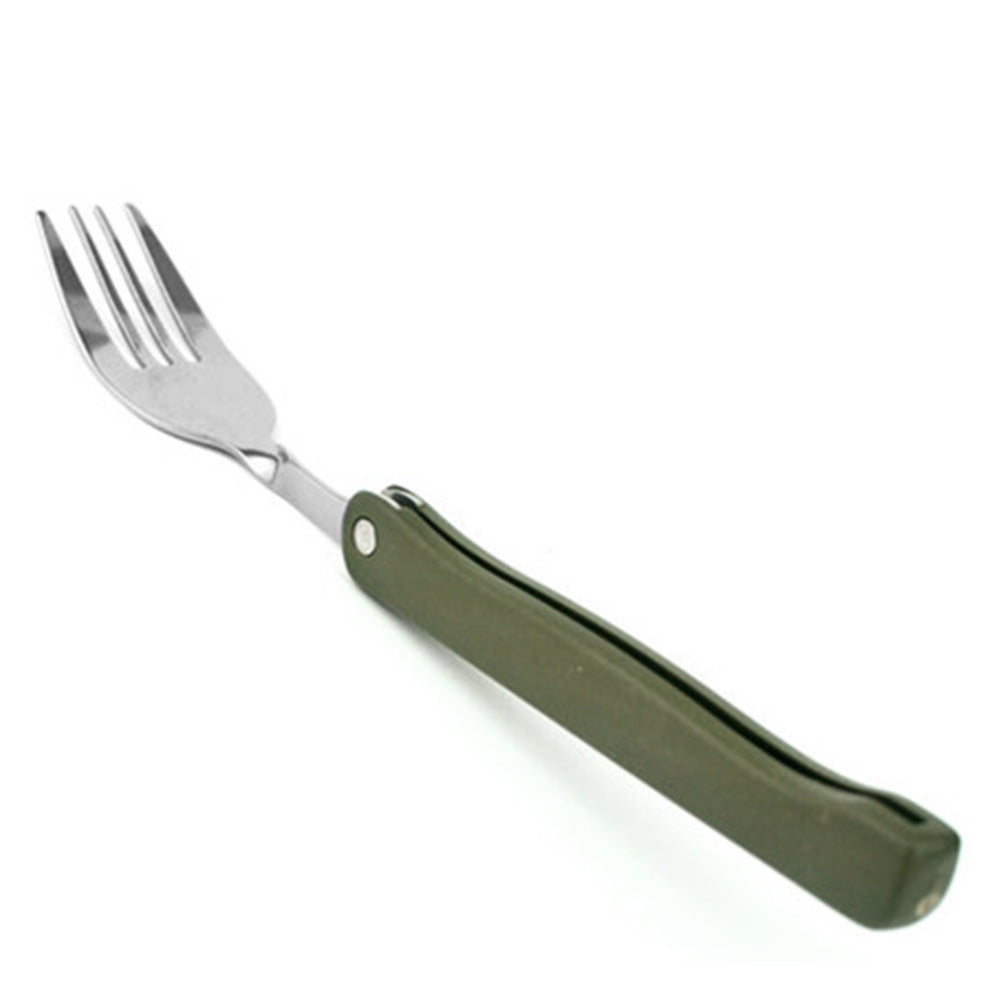Portable Army Green Folding Cutlery Set With Pouch Cooking