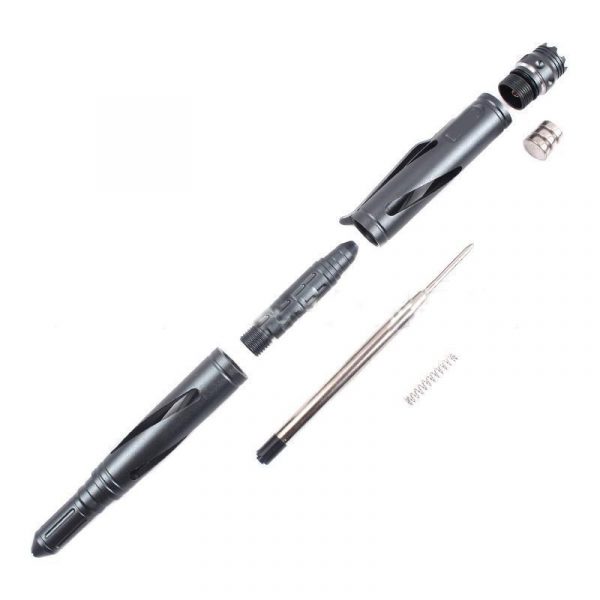 Tungsten Steel Tactical Defense Pen With LED Flashlight