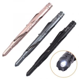 Tungsten Steel Tactical Defense Pen With LED Flashlight