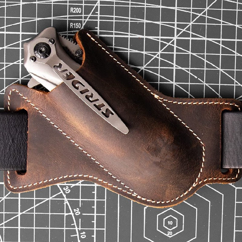 Tactical Cowhide Folding Knife Protective Sleeve