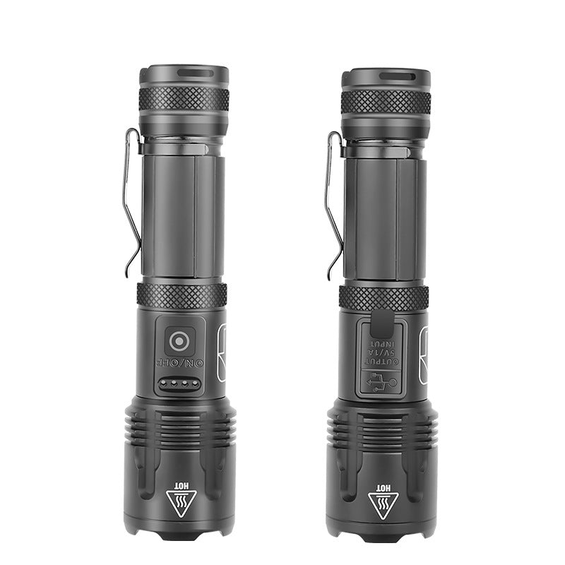Strong Light Tactical Flashlight With Pen Clip Attack Head