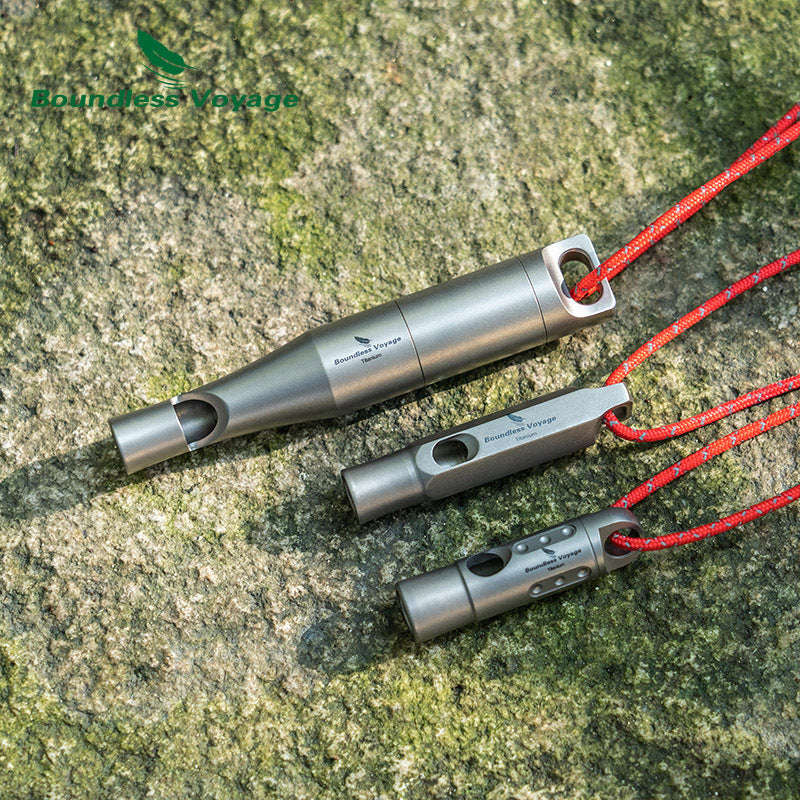 Pure Titanium Outdoor Survival Whistle Portable Ultra-light Sound Transmission