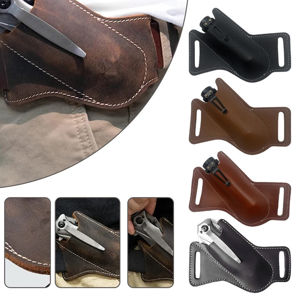 Tactical Cowhide Folding Knife Protective Sleeve
