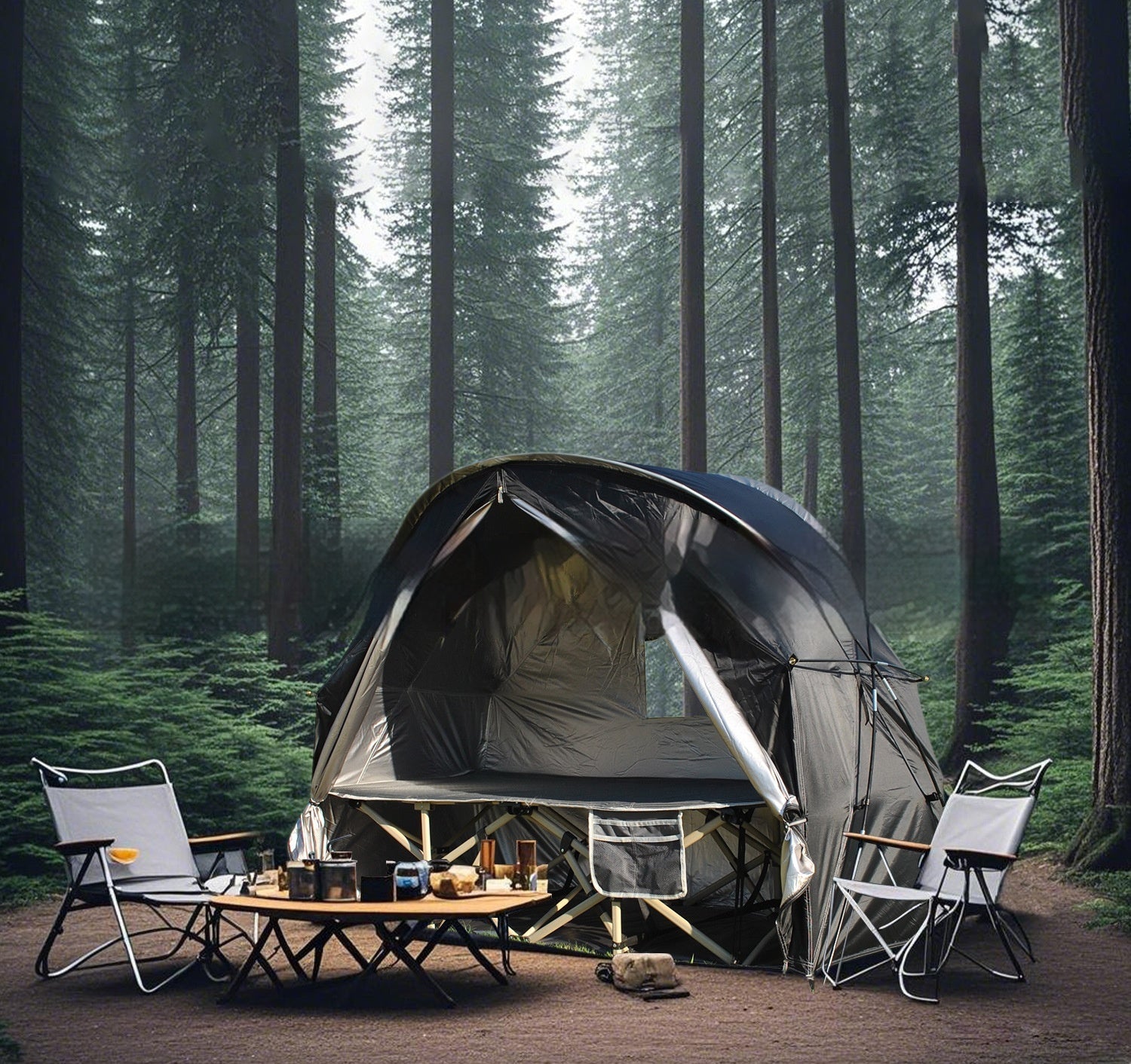 Two-in-one Off-ground Camp Bed Single Soldiers Can Use Meditation Practice Tent Alone - EDC Italia