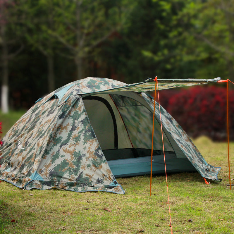 Double Layer Aluminum Pole Camping Windproof And Rainstorm Camouflage Tent - EDC Italia