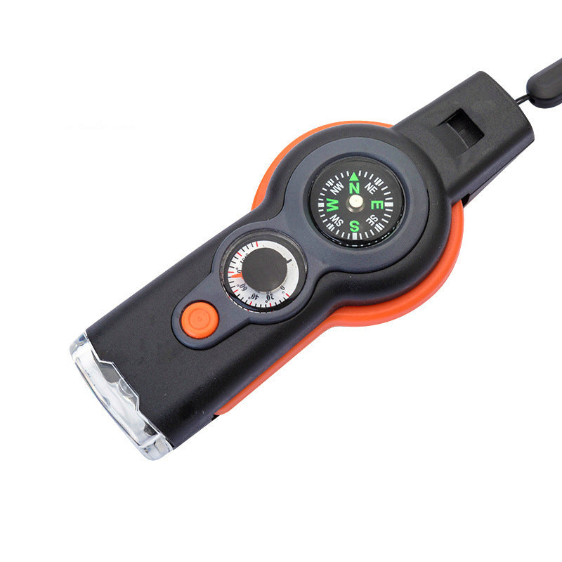Survival Whistle Lifesaving Whistle Thermometer Compass With LED Light