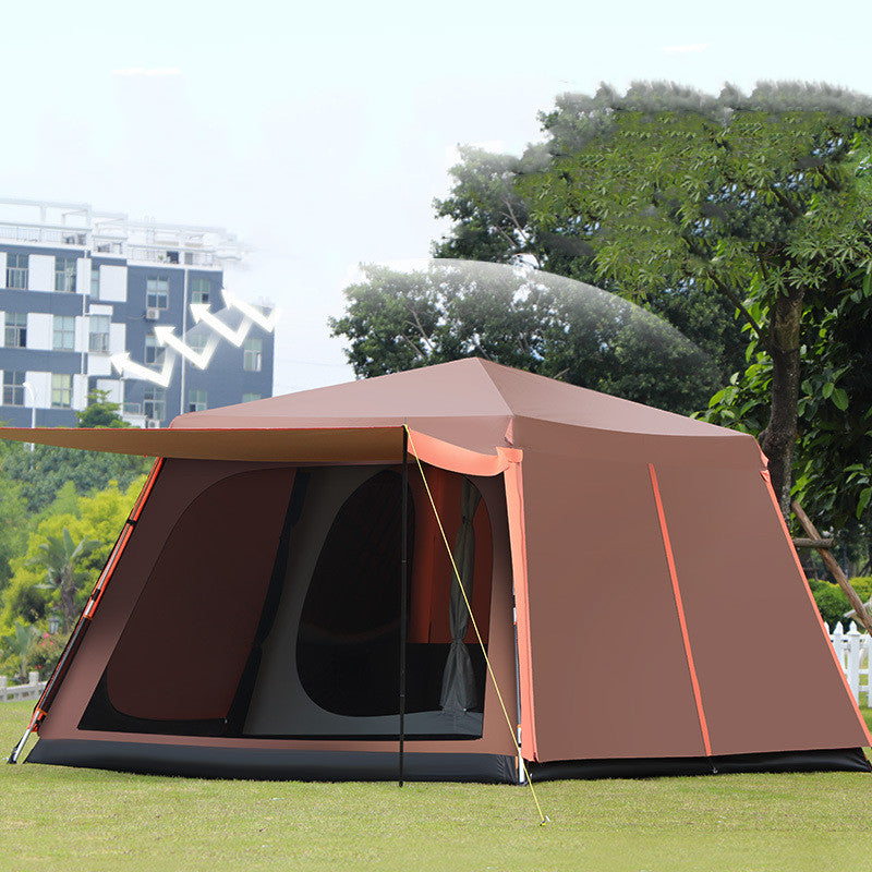 Outdoor Fully Automatic Aluminum Pole 3-4-5-8 People Double-layer Thickening Rainstorm Field Camping Big Tent - EDC Italia