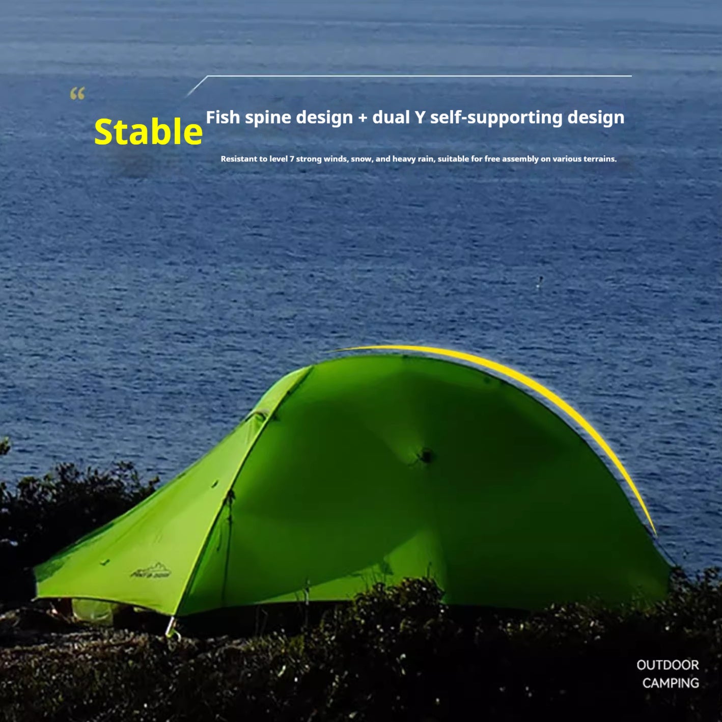 Camping Fishbone Outdoor Hiking Tent Rain- And Wind-resistant Lightweight Silicone-coated Trekking Tent For Cycling - EDC Italia