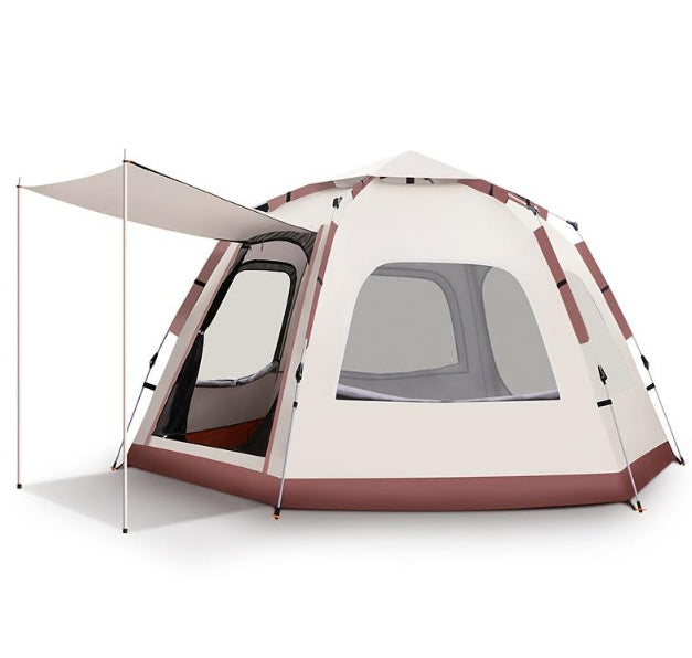 Outdoor Camping Camping Beige Khaki Large Hexagonal Tent Windproof Waterproof Anti Mosquito - EDC Italia