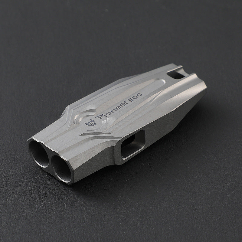 Double Tube Outdoor Survival Referee Training Supplies Metal Titanium Alloy Whistle