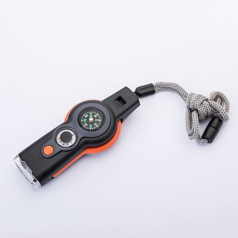 Survival Whistle Lifesaving Whistle Thermometer Compass With LED Light