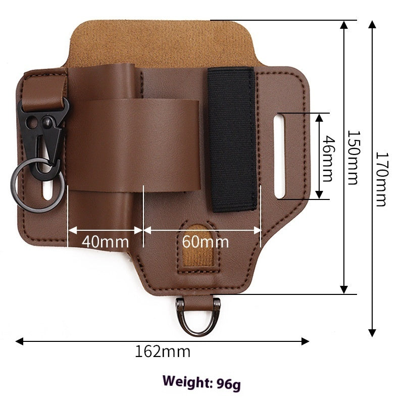 EDC Tactical Tool Leather Sheath Field Survival Storage Waist Bag