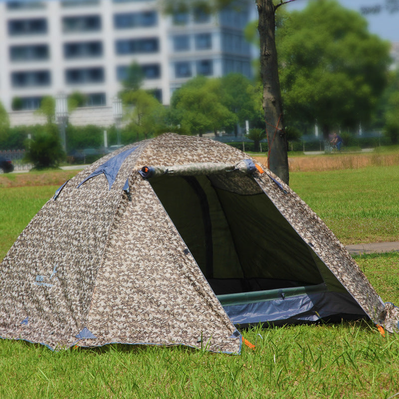 Double Layer Aluminum Pole Camping Windproof And Rainstorm Camouflage Tent - EDC Italia