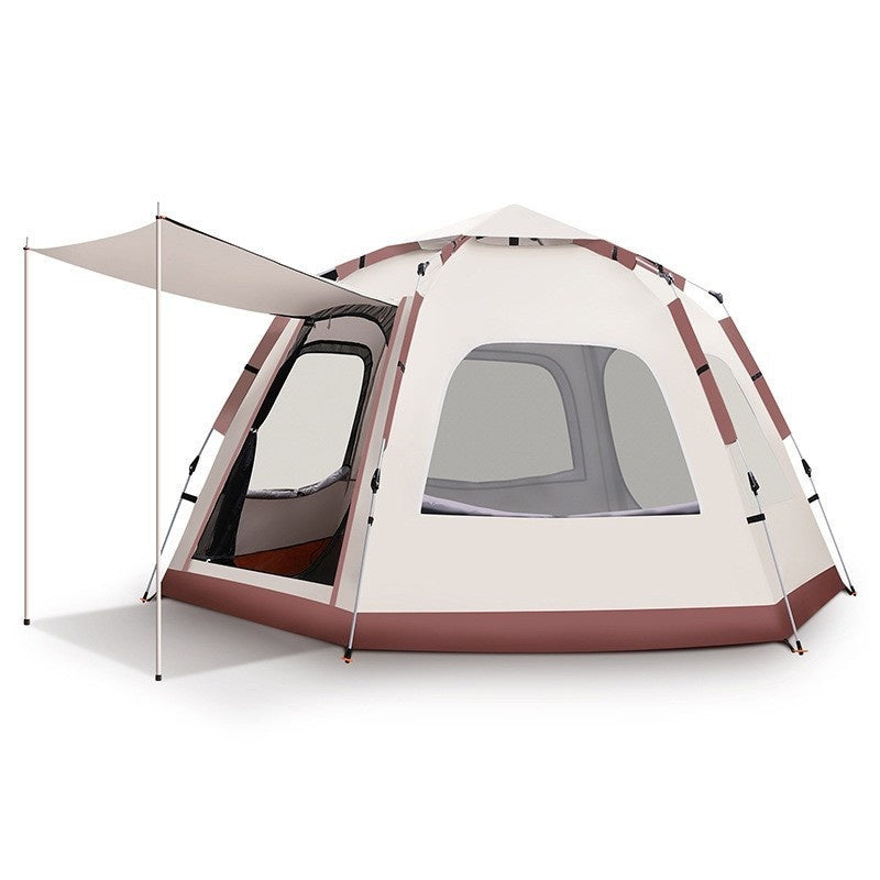 Outdoor Camping Camping Beige Khaki Large Hexagonal Tent Windproof Waterproof Anti Mosquito - EDC Italia