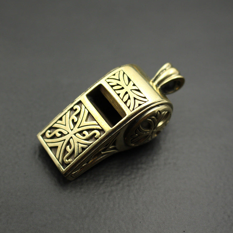 Brass Cross Pattern Whistle Brass Retro Survival Whistle