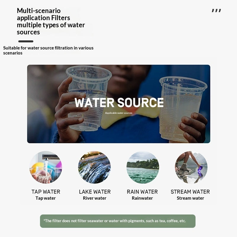 Outdoor Water Purification Filter Survival Portable Straw Water Filter Wilderness Water Purification Tool