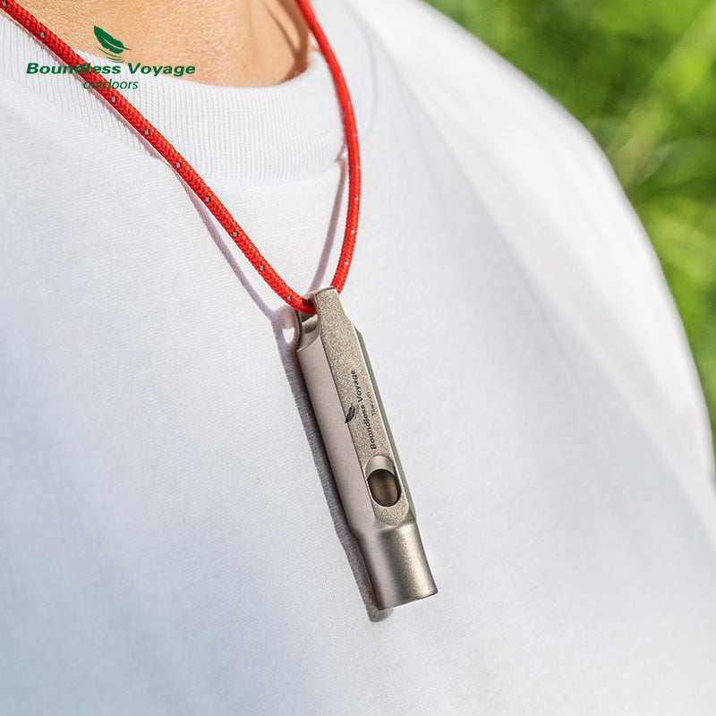 Pure Titanium Outdoor Survival Whistle Portable Ultra-light Sound Transmission