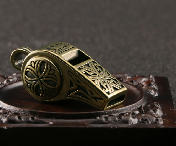 Brass Cross Pattern Whistle Brass Retro Survival Whistle