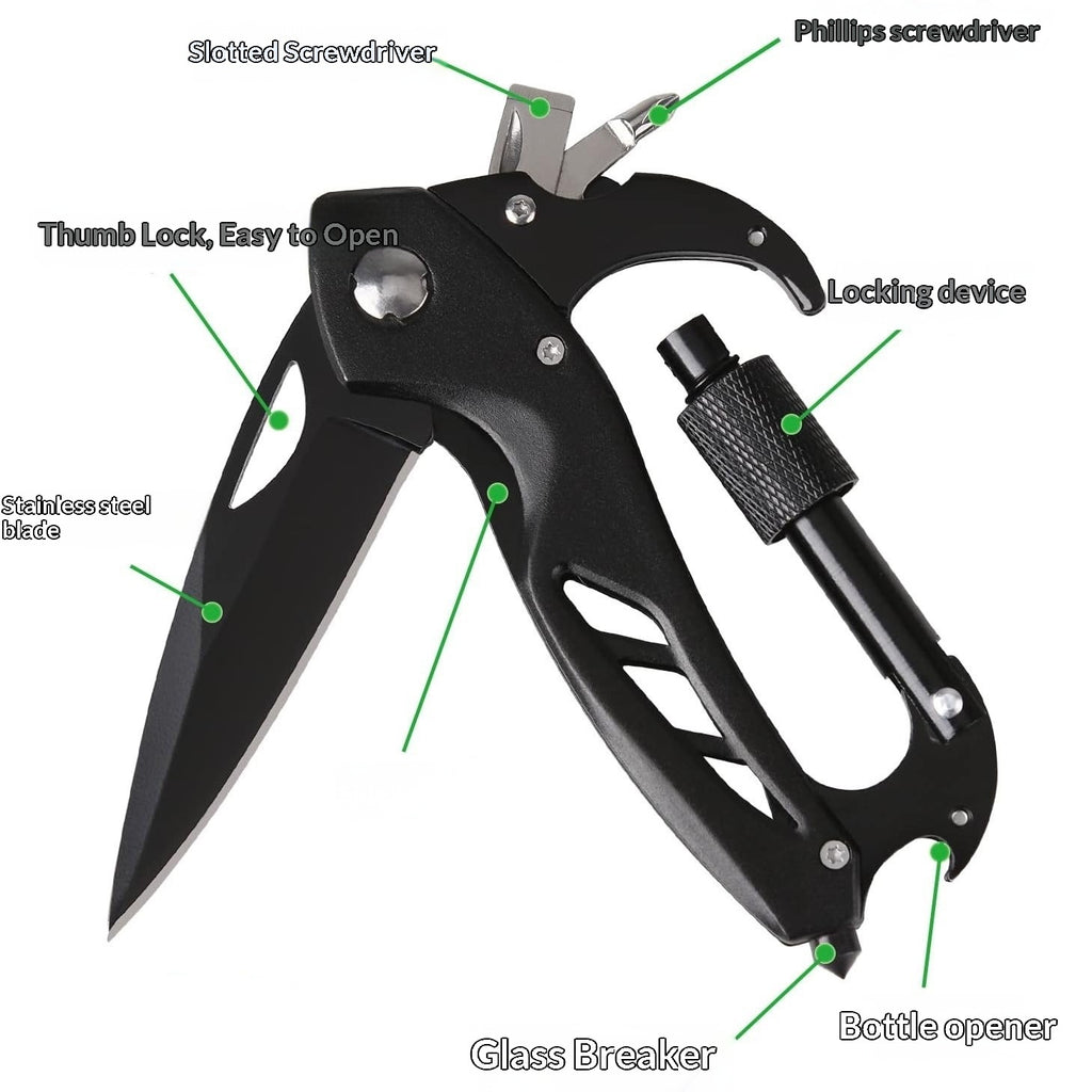 Multi-functional Carabiner Folding Knife Outdoor D-lock Hook Camping Tool Multi-purpose Hook