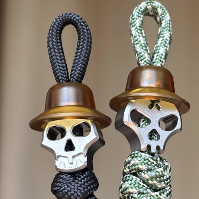 Titanium Alloy Skull EDC Tail Rope Knife Pendant Accessory Clasp