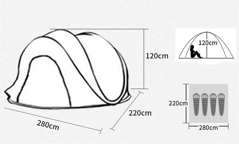 Outdoor Automatic Tent Quickly Opens And Throws Tent Supplies For 3-4 People Camping - EDC Italia