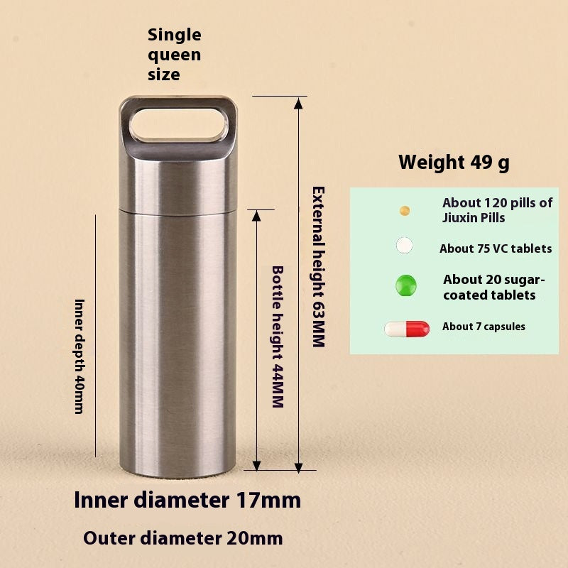 Mini Waterproof Capsule Seal Bottle Stainless Steel Outdoor Survival Pill Box Container Capsule Pill Bottle Tank