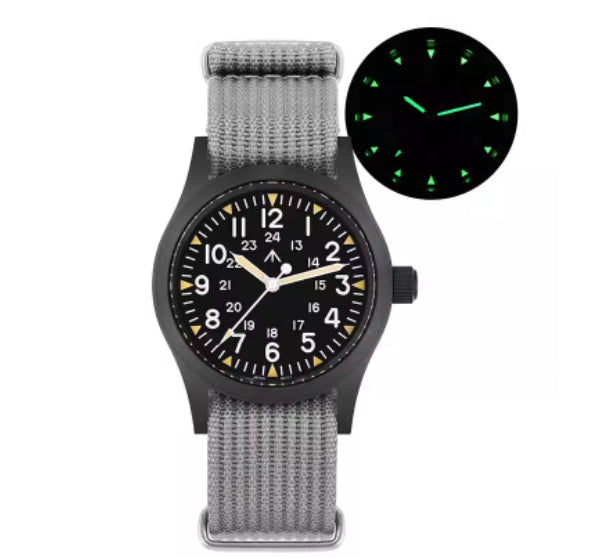 Retro Military Watch With A Quartz Second Hand