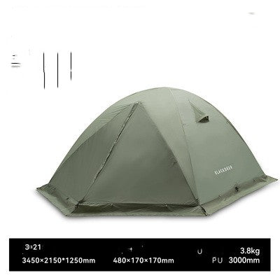 Outdoor Layer Storm-proof Wilderness Camping Hiking Travel Double Thickened Portable Four-season Hilly Tent - EDC Italia