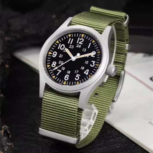 Retro Military Watch With A Quartz Second Hand